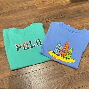 Polo by Ralph Lauren Kids' Teal and Light Blue Graphic T-Shirts tropical surf